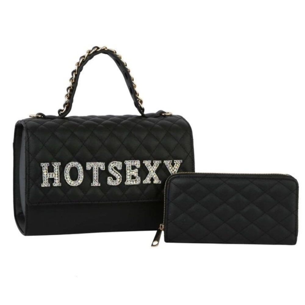 Quilted box satchel set